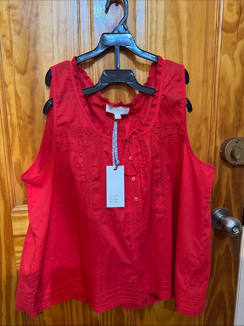 Jennifer Behr Red Sleeveless Embroidered Tank Top